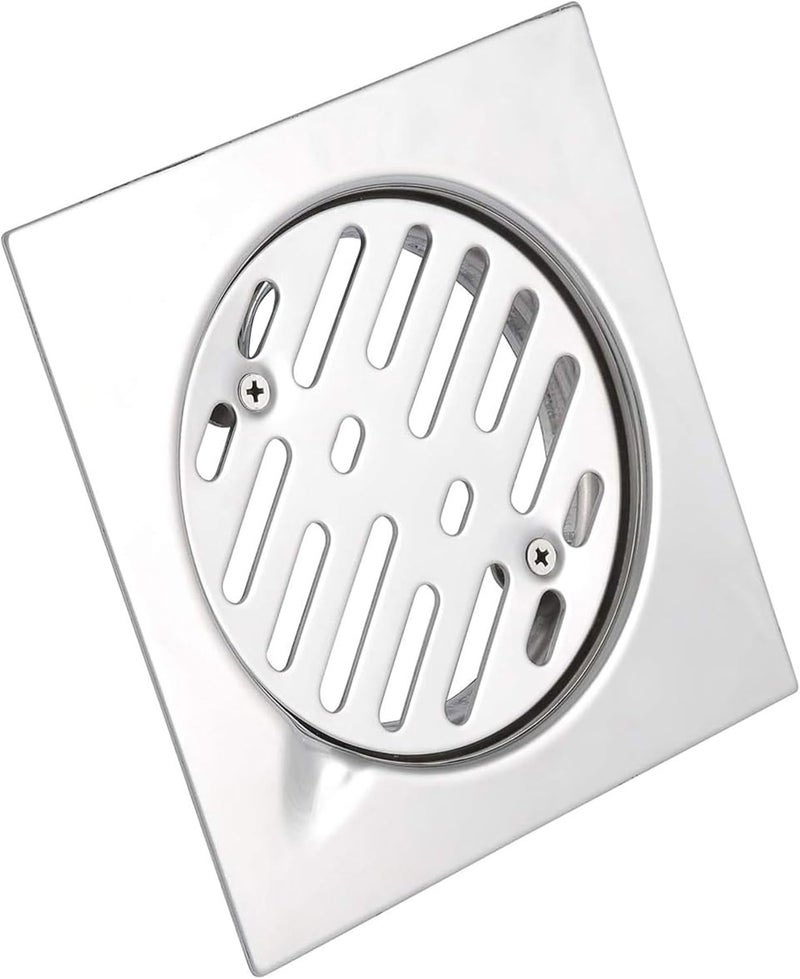 Duravel Square Floor Drain Cover, Chrome-Plated Stainless Steel, Modern Bathroom Shower Drain Strainer - Image 1
